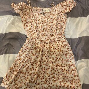 Jessica Simpson ruffle red and white floral cold shoulder dress